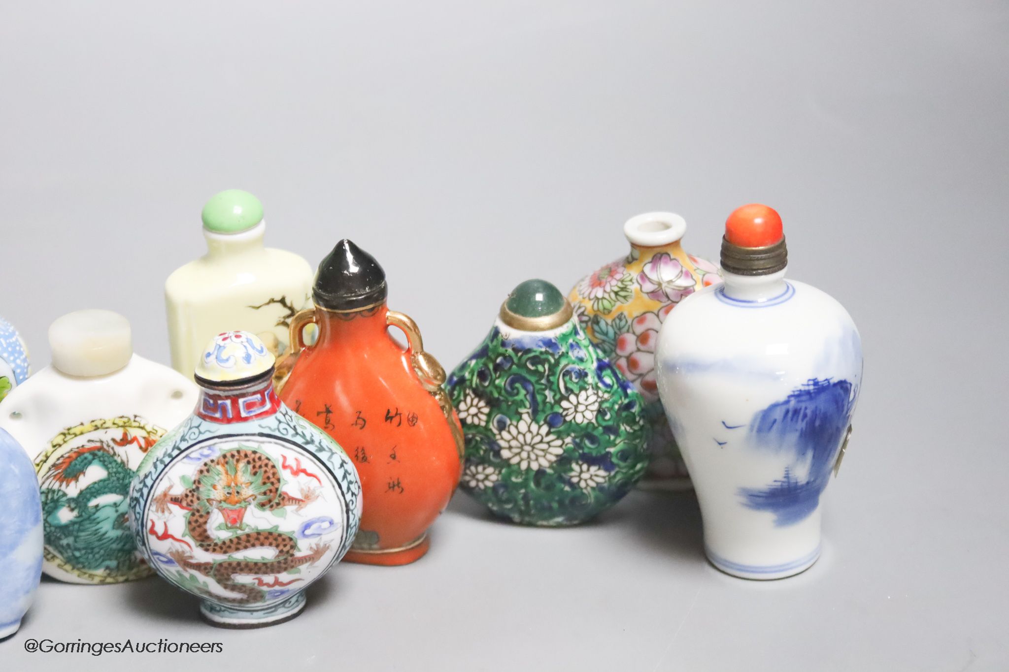 A collection of eighteen Chinese porcelain snuff bottles